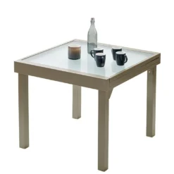 Table De Jardin Extensible Modulo 90x90/180x72cm (l,l,h) 4 Coloris -Jardelix Soldes Magasin table modulo 90 180 taupe