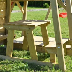 Aire De Jeux En Bois Brut Portique Balançoire Et Toboggan – 7,8 M² -Jardelix Soldes Magasin table pique nique aire jeux bois