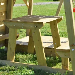 Aire De Jeux En Bois Brut Portique Balançoires Et Toboggan – 9,5 M² -Jardelix Soldes Magasin table pique nique aire jeux exterieure