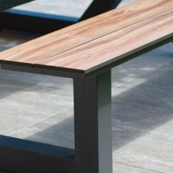 Table De Pique-Nique En Aluminium Vancouver 174 X 210 Cm -Jardelix Soldes Magasin table pique nique aluminium imitation bois 210cm 2bancs vancouver 3