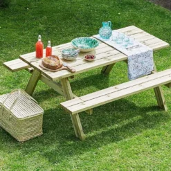 Table De Pique-nique Bois Autoclave Vert + Bancs Rabattables – Jurmala 10 Table De Pique-nique Bois Autoclave Vert + Bancs Rabattables – Jurmala -Jardelix Soldes Magasin table pique nique bancs rabattables ekju 253001