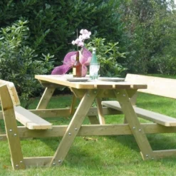 Solid Table De Pique-Nique En Bois Autoclave Bancs + Dossiers 180 Cm 45 Mm