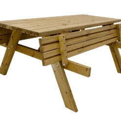 Table De Pique-nique Bois Autoclave Brun + Bancs Rabattables – Jelgava