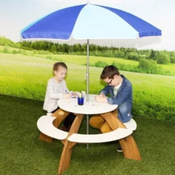 Axi Table De Pique-Nique Ronde En Bois De Hemlock Orion + Parasol