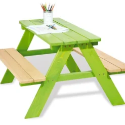 Pinolino Table De Pique-Nique Pour Enfants En Bois (Verte)