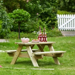 Table De Pique-nique Pour Enfant En Bois Massif – 90 X 90 X 45 Cm