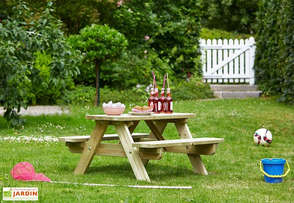 Table De Pique-nique Pour Enfant En Bois Massif – 90 X 90 X 45 Cm 3 Table De Pique-nique Pour Enfant En Bois Massif – 90 X 90 X 45 Cm