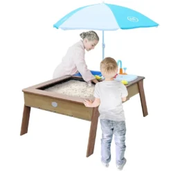 Axi Table Sable Et Eau En Bois De Hemlock + Parasol - 110 X 93 X 50 Cm