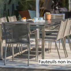 Table De Jardin En Inox Avec Plateau Céramique 200 X 100 Cm – Torino -Jardelix Soldes Magasin table salon jardin sans fauteuils 1