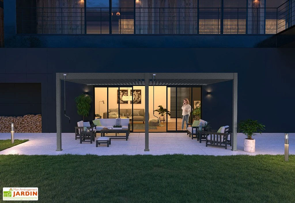 Pergola Bioclimatique Ombréa En Aluminium 4 X 6 M Adossée - Anthracite 5 Pergola Bioclimatique Ombréa En Aluminium 4 X 6 M Adossée - Anthracite – Image 3
