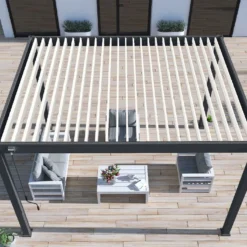 Pergola Bioclimatique En Aluminium Lames Orientables Ombréa - 12 M² -Jardelix Soldes Magasin toiture lames orientables ouvertes pergola bioclimatique ombrea 15 728226