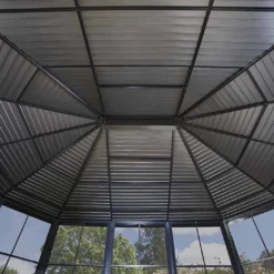 Pavillon De Jardin Fermé En Aluminium Et Acier Galvanisé Charleston 14,7 M² -Jardelix Soldes Magasin toiture pavillon jardin ferme metal charleston 14m2