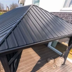 Tonnelle En Aluminium Autoportée 6 X 3,5 M Avec Toiture Acier - Marsala 12 Tonnelle En Aluminium Autoportée 6 X 3,5 M Avec Toiture Acier - Marsala -Jardelix Soldes Magasin toiture pergola autoportee aluminium sojag sj09700 6x4m