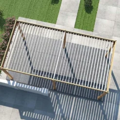 Pergola Bioclimatique Ombréa En Aluminium 3 X 6 M Autoportée - Imitation Bois -Jardelix Soldes Magasin toiture pergola bioclimatique 3x6m ombrea 15 712324