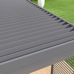 Pergola Bioclimatique Ombréa En Aluminium 3 X 4 M Adossée - Anthracite -Jardelix Soldes Magasin toiture pergola bioclimatique adossee 3x4m anthracite 15 729056