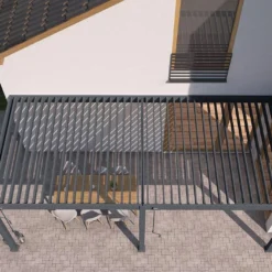 Pergola Bioclimatique Ombréa En Aluminium 3 X 6 M Adossée - Anthracite -Jardelix Soldes Magasin toiture pergola bioclimatique adossee 3x6m aluminium ombrea 15 729216