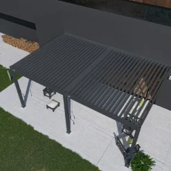 Pergola Bioclimatique Ombréa En Aluminium 4 X 6 M Adossée - Anthracite 12 Pergola Bioclimatique Ombréa En Aluminium 4 X 6 M Adossée - Anthracite -Jardelix Soldes Magasin toiture pergola bioclimatique adossee 4x6 ombrea 15 729360