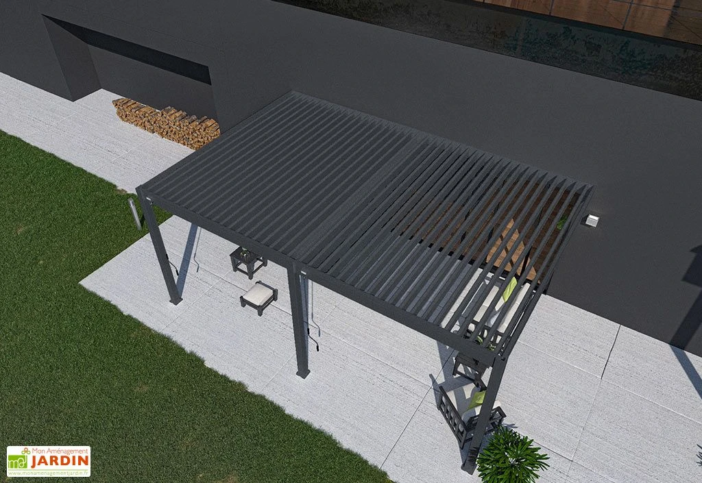Pergola Bioclimatique Ombréa En Aluminium 4 X 6 M Adossée - Anthracite 7 Pergola Bioclimatique Ombréa En Aluminium 4 X 6 M Adossée - Anthracite – Image 5