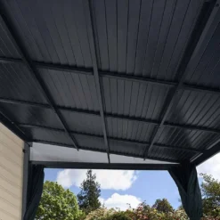 Tonnelle Adossée En Aluminium Et Acier Galvanisé Portland 14,43 M² -Jardelix Soldes Magasin toiture tonnelle murale metal portland 14m2