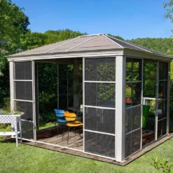 Tonnelle De Jardin En Aluminium Et Acier Galvanisé Striano 10,78 M²