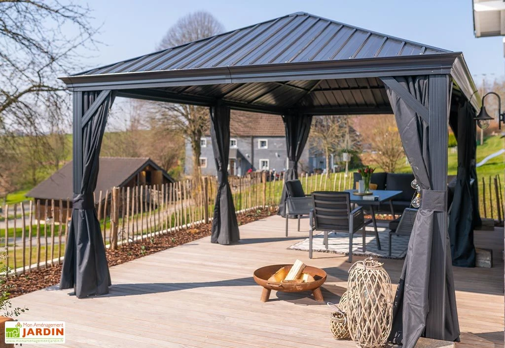 Tonnelle En Aluminium Autoportée 6 X 3,5 M Avec Toiture Acier - Marsala 4 Tonnelle En Aluminium Autoportée 6 X 3,5 M Avec Toiture Acier - Marsala – Image 2