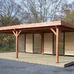 Tonnelle En Bois Avec Parois Lames Orientables – Ombra 7,5 X 4 M -Jardelix Soldes Magasin tonnelle bois autoportee ombra