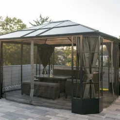 Pavillon De Jardin En Aluminium Avec Moustiquaire - Savino 7 Pavillon De Jardin En Aluminium Avec Moustiquaire - Savino -Jardelix Soldes Magasin tonnelle pergola pavillon de jardin