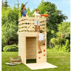 Cabane Enfant En Bois Soulet Château Fort – Knight -Jardelix Soldes Magasin tour jeu bois enfant jardin soulet knight escalade