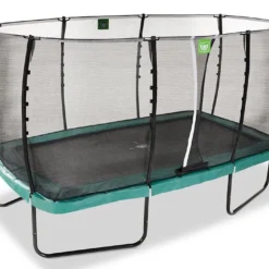 EXIT TOYS Trampoline Sur Pieds Avec Filet De Protection Allure Classic – 244 X 427 Cm -Jardelix Soldes Magasin trampoline d exterieur rectangulaire vert
