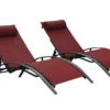 Lot De 2 Bains De Soleil En Aluminium Et Textilène – Monaco -Jardelix Soldes Magasin transat chaise longue bordeaux