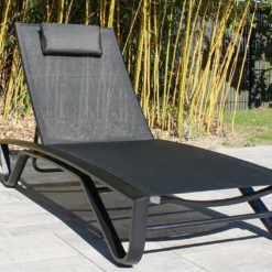 Bain De Soleil En Aluminium Et Textilène - Figari -Jardelix Soldes Magasin transat figari noir terrasse