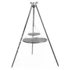 Trépied 180 Cm Et 2 Grilles De Cuisson Ronde Acier Brut Pour Braséro -Jardelix Soldes Magasin trepied 180cm 2 grilles cuisson ronde acier brut brasero