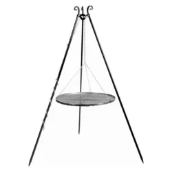 Trépied 180 Cm Et Grille De Cuisson Ronde Acier Brut Pour Braséro