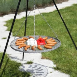 Trépied 180 Cm Et Grille De Cuisson Ronde Acier Brut Pour Braséro -Jardelix Soldes Magasin trepied 180cm grille cuisson ronde acier brut brasero 3