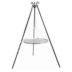 Trépied 180 Cm Et Grille De Cuisson Ronde Acier Inox Pour Braséro