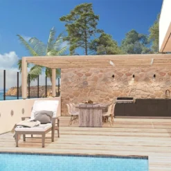 Cuisine Extérieure En Bois Et Aluminium 282 X 61 Cm Urban -Jardelix Soldes Magasin vue globale